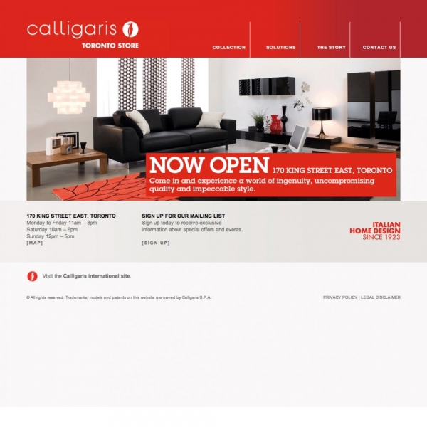 Calligaris front page